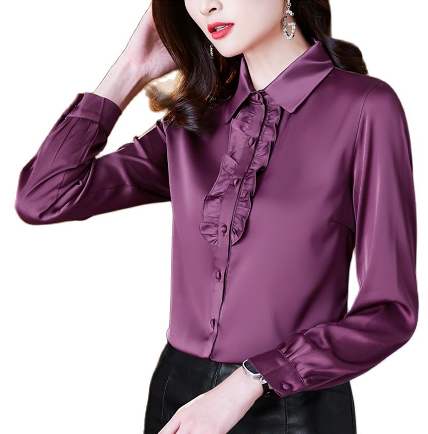 2022 Luxury Women Purple Ruffle Shirts Long Sleeve Urban Elegant Silk Blouses Tops Office Ladies Button Down Shirt Spring Autumn Fashion Designer Blouse For Woman
2022 Luxury Women Purple Ruffle Shirts Long Sleeve Urban Elegant Silk Blouses Tops Office Ladies Button Down Shirt Spring Autumn Fashion Designer Blouse For Woman