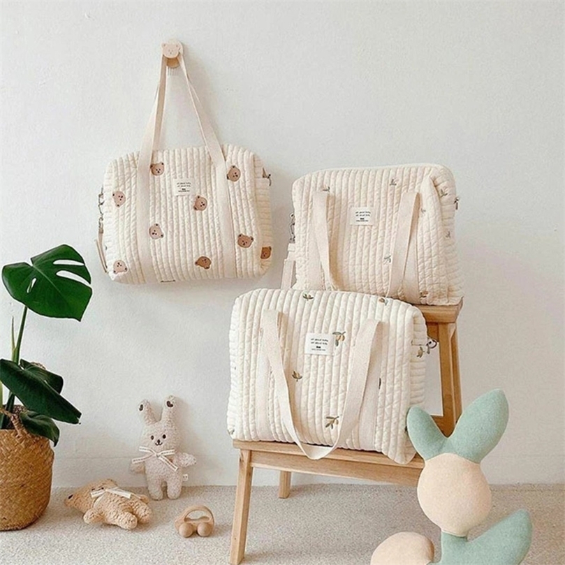 Zipper Embroidery Quilted Baby Diaper Bag Organizer Maternity for Stroller Mommy Single Shoulder Travel Large Outing 220514