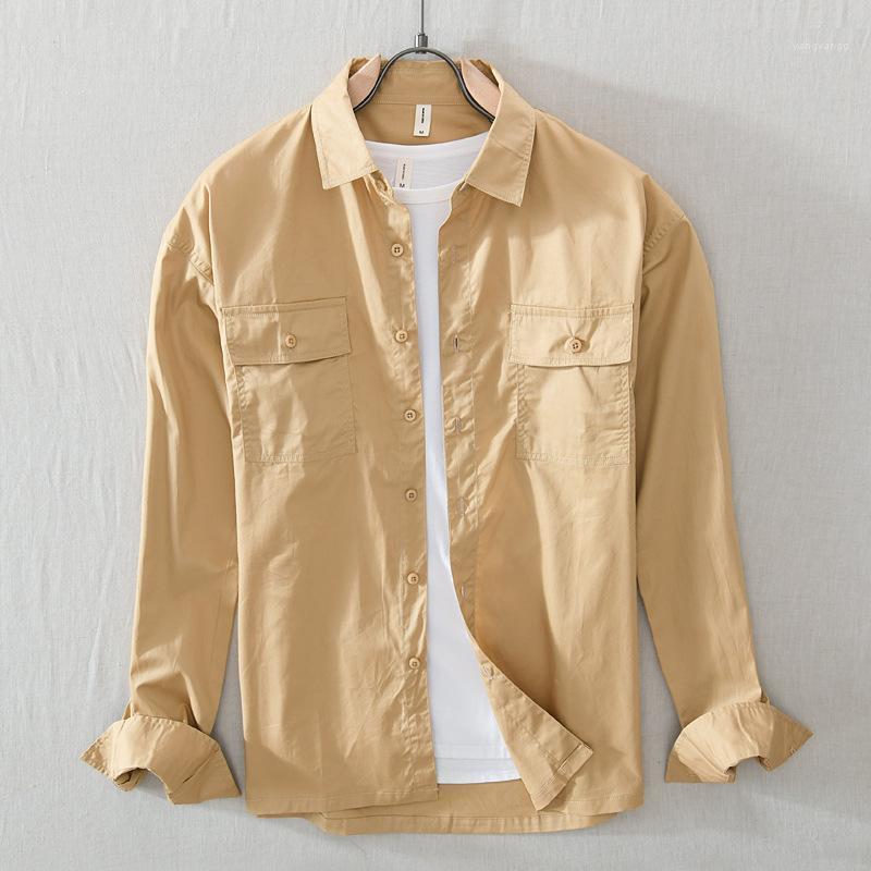 Spring And Summer Men's Overalls Long Sleeve Shirt Cotton Double Pocket Casual Shirts, Brown
Spring And Summer Men's Overalls Long Sleeve Shirt Cotton Double Pocket Casual Shirts, Brown