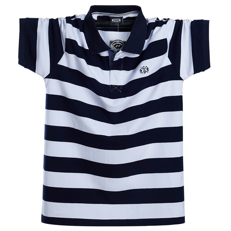 Men Polo Shirt Summer Men's Casual Breathable Plus Size 5XL 6XL Striped Short Sleeve Polo Shirt Pure Cotton Fashion Men Clothes 210308