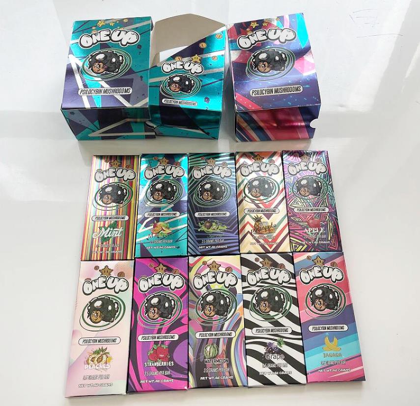 One Up Chocolate Bar Packing Boxes Mushroom Shrooms 3.5 Gram Oneup Packaging Package Box and Cream Display Box
One Up Chocolate Bar Packing Boxes Mushroom Shrooms 3.5 Gram Oneup Packaging Package Box and Cream Display Box