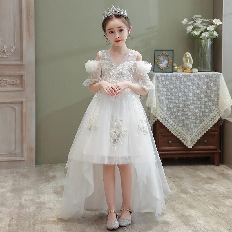 Girl's Dresses Elegant V-Neck Off The Shoulder High Low Flower Girl For Wedding Luxury Appliques Puffy Tulle White Kids Birthday DressGirl's
Girl's Dresses Elegant V-Neck Off The Shoulder High Low Flower Girl For Wedding Luxury Appliques Puffy Tulle White Kids Birthday DressGirl's