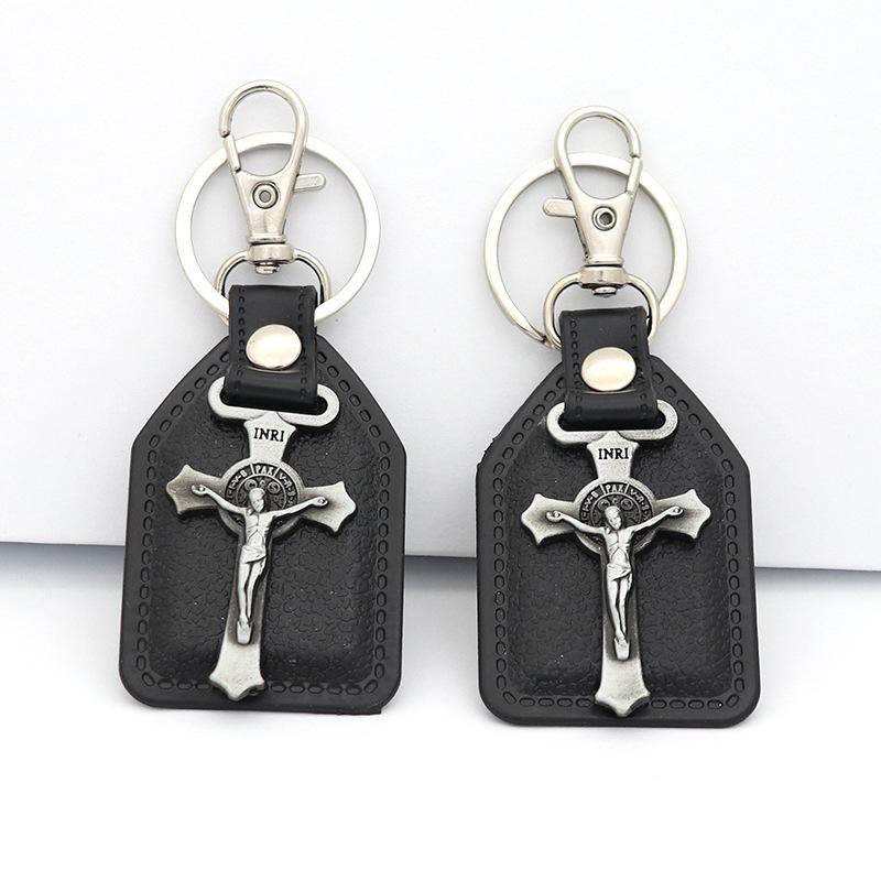 Keychains Jesus Cross Charms Key Chain Ring PU Leather St. Benedict Pendant Keychain Holder Women Men Jewelry AccessoriesKeychains
Keychains Jesus Cross Charms Key Chain Ring PU Leather St. Benedict Pendant Keychain Holder Women Men Jewelry AccessoriesKeychains