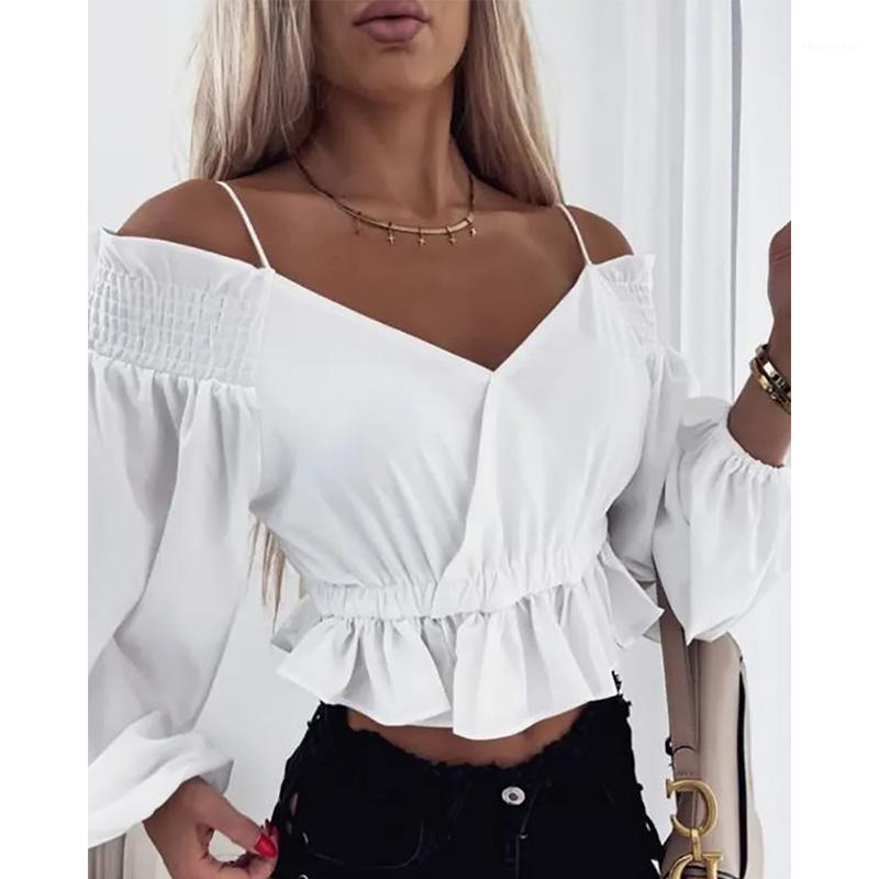 Women' Blouses & Shirts 2022 Women Blouse Shirt Solid White One Shoulder Full Sleeve Spring Autumn Sexy V-Neck Ruffle Ladies Slim Top Haraj
Women' Blouses & Shirts 2022 Women Blouse Shirt Solid White One Shoulder Full Sleeve Spring Autumn Sexy V-Neck Ruffle Ladies Slim Top Haraj