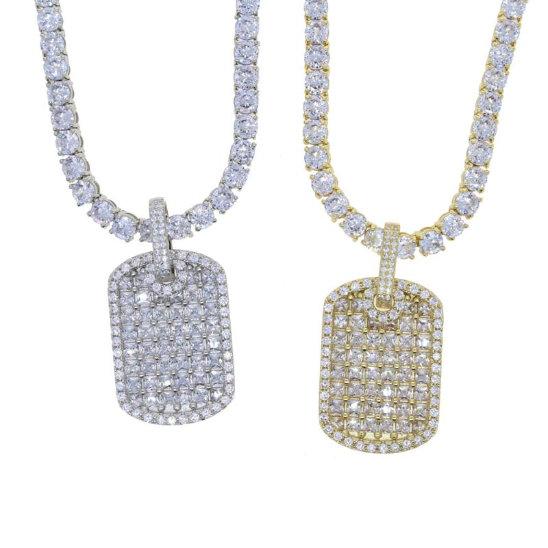 Chains Men Women Hip Hop Dog Tag Pendant Necklace With Miami Cuban Chain 5mm Cz Tennis Iced Out Hiphop Necklaces Fashion JewelryChains
Chains Men Women Hip Hop Dog Tag Pendant Necklace With Miami Cuban Chain 5mm Cz Tennis Iced Out Hiphop Necklaces Fashion JewelryChains