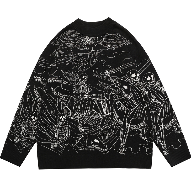 Vintage sweter z dzianiny Harajuku ukiyo-e styl czaszka Graffiti sweter 2021 jesie Streetwear sweter mczyni kobiety bawenia, Bai
Vintage sweter z dzianiny Harajuku ukiyo-e styl czaszka Graffiti sweter 2021 jesie Streetwear sweter mczyni kobiety bawenia, Bai