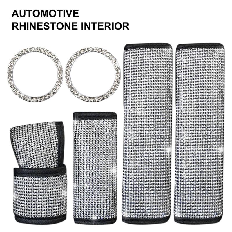 Steering Wheel Covers 6pcs Shiny Car Interior Set For Women Bling Rhinestone Kit Seat Belt Cover Handbrake Gear Shift Engine Start Button Ri
Steering Wheel Covers 6pcs Shiny Car Interior Set For Women Bling Rhinestone Kit Seat Belt Cover Handbrake Gear Shift Engine Start Button Ri