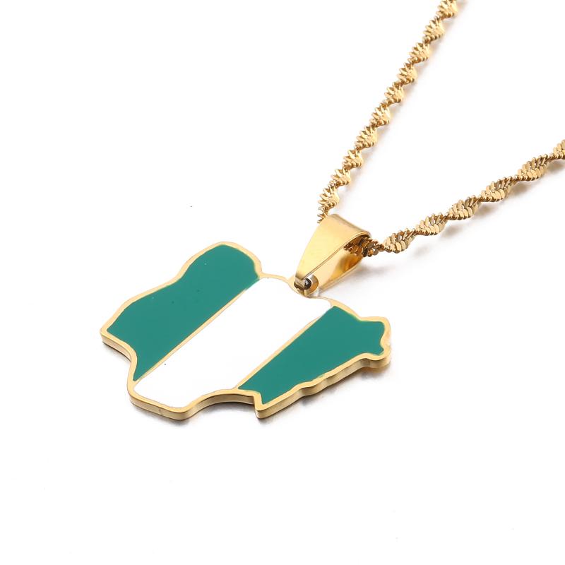 Chains Silver Gold Plated Stainless Steel Enamel Nigeria Map Nigerian Flag Pendant Necklace Women Men Chain Jewelry Gifts
Chains Silver Gold Plated Stainless Steel Enamel Nigeria Map Nigerian Flag Pendant Necklace Women Men Chain Jewelry Gifts