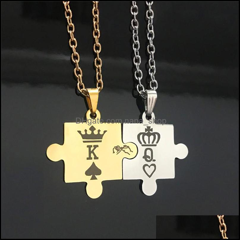 Pendant Necklaces Pendants Jewelry 2Pcs Romantic K And Q Couple High Quality Splice Stainless Steel Gold Sier Color Crown Drop Delivery 20
Pendant Necklaces Pendants Jewelry 2Pcs Romantic K And Q Couple High Quality Splice Stainless Steel Gold Sier Color Crown Drop Delivery 20