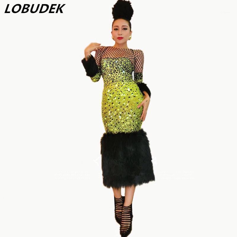 Casual Dresses Female Stage Outfit Gold Full Rhinestones Black Feathers Skinny Dress Prom Party Singer Host Performance Costume One Piece, As pic
Casual Dresses Female Stage Outfit Gold Full Rhinestones Black Feathers Skinny Dress Prom Party Singer Host Performance Costume One Piece, As pic
