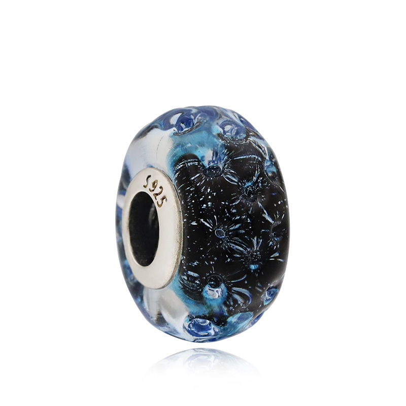 New Trendy 925 Sterling Silver Blue Murano Glass Ocean Mermaid Wine Beads For Jewelry Making Pendant Perfect For S925 Snake Charm Bracelet