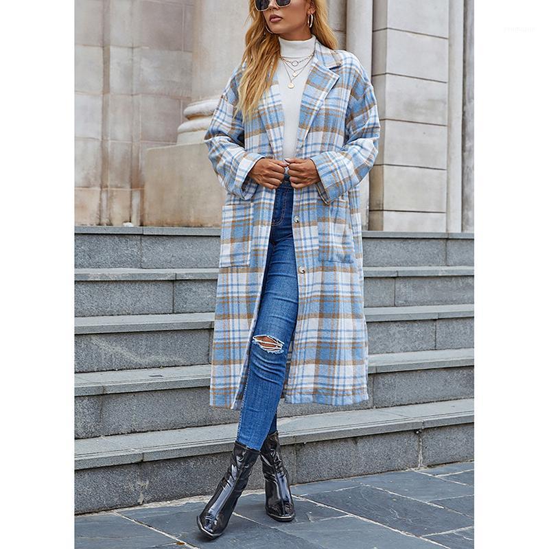 Women' Trench Coats Women Mid-Length Coat Blue White Plaid Print Autumn Winter Long Sleeve Pocket Turn Down Collar Ladies Cardigan Harajuku
Women' Trench Coats Women Mid-Length Coat Blue White Plaid Print Autumn Winter Long Sleeve Pocket Turn Down Collar Ladies Cardigan Harajuku