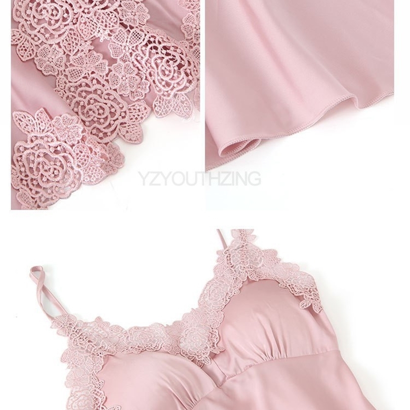 Women's Sleepwear Pajama Set Women Lace Trim Satin Sleepwear Pyjamas Pour Femme 220823