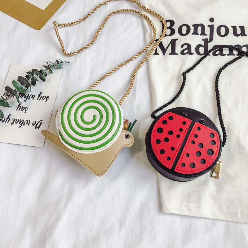 Tas Kurir Siput Kumbang Lebah Kartun Tas Tangan Dompet Koin Kulit PU Anakanak Cantik Tas Bahu Aksesori Anakanak Lucu 220611