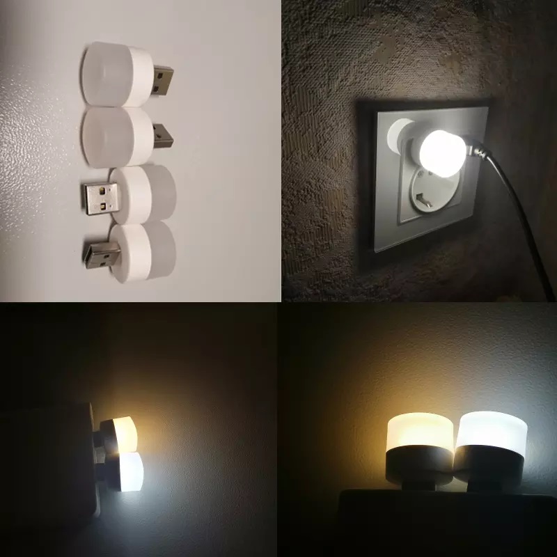 USB Plug Lamp Computer Mobile Power Charging Small Book Lamps LED Eye Protection Reading Light Small Round Night Lights