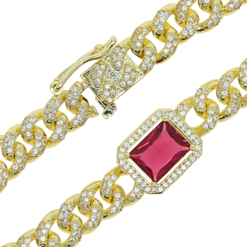 2024 Cuban k Bracelet, Colorful CZ Charm Bracelet for Women, Hip Hop Jewelry