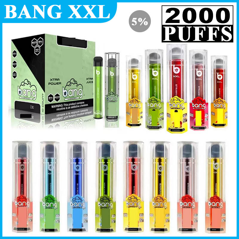 BANG XXL Disposable Vape pen e cigarettes Device 800mAh Batterys 6ml Pods pre-filled Vapors 2000 Puffs 30 Colors 6% 2% Strength vs flex elux legend
BANG XXL Disposable Vape pen e cigarettes Device 800mAh Batterys 6ml Pods pre-filled Vapors 2000 Puffs 30 Colors 6% 2% Strength vs flex elux legend