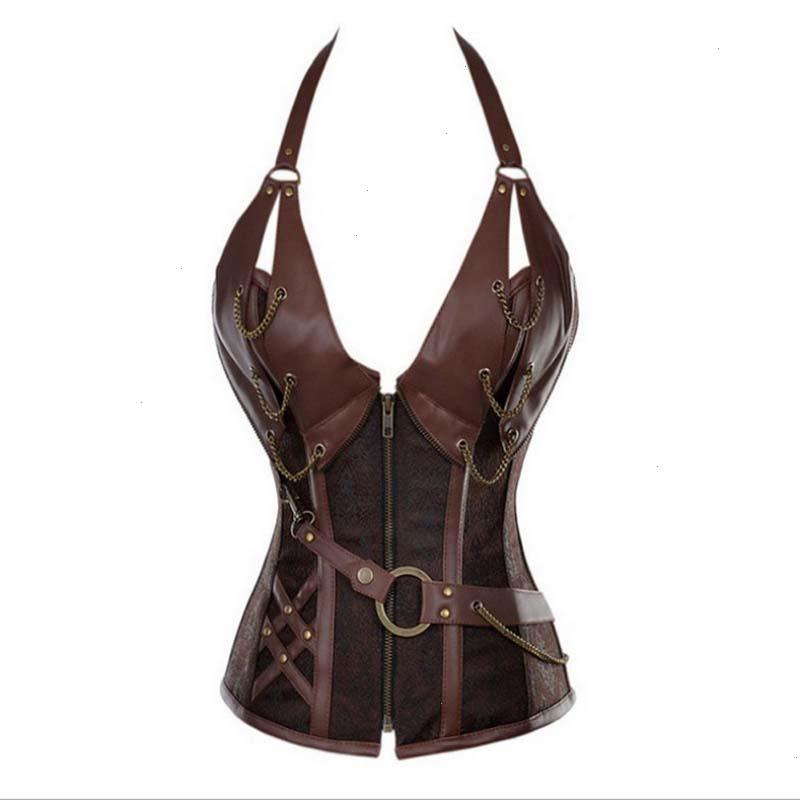 Gothic Steampunk Corset Costume Womens Shapers Corsets Black Brown Halloween Zipper Faux Leather Punk Burlesque Steel Boned Bustier
Gothic Steampunk Corset Costume Womens Shapers Corsets Black Brown Halloween Zipper Faux Leather Punk Burlesque Steel Boned Bustier