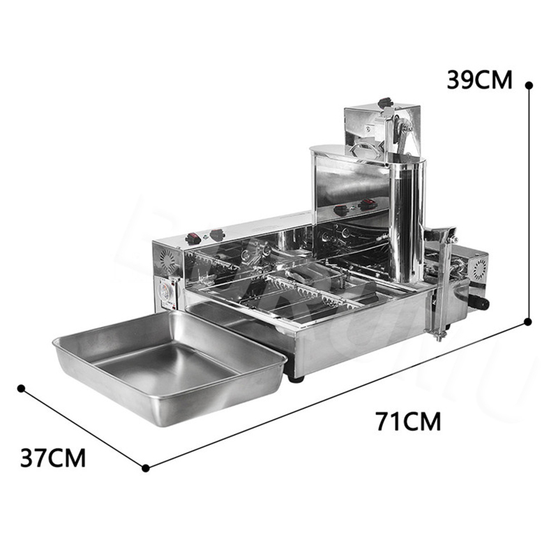 2Kw Electric Doughnut Frying Machine 4 Rows Commercial Automatic Stainless Steel
