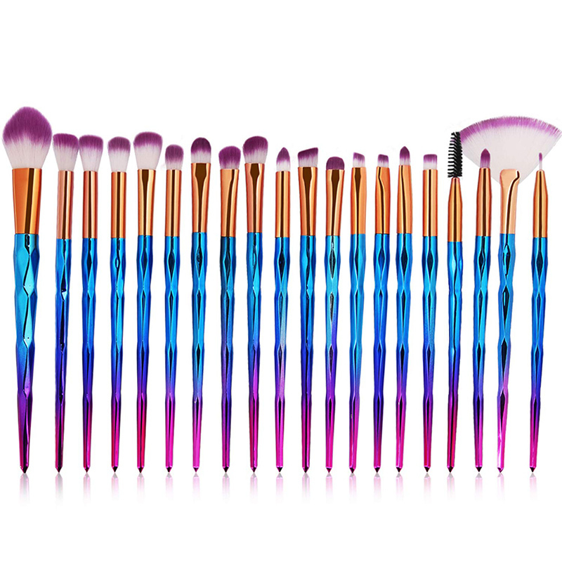 20pcs Diamond Makeup Brush Set Professional Cosmetics Brushes Foundation Blush Eyeshadow Contour Beauty Make Up Tool 220623