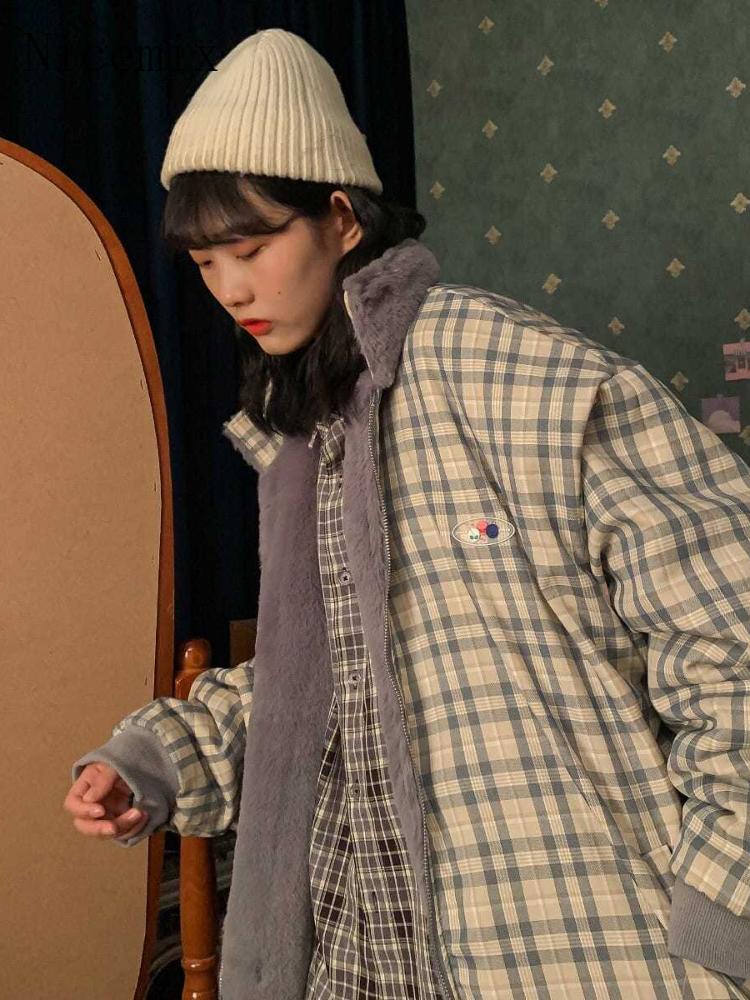 Women' Jackets Nicemix Plaid Early Winter Double-sided Lamb Wool Coat Female Preppy Cool Two-sided Wear Plus Velvet Thickening 2022 JacketW, Gray
Women' Jackets Nicemix Plaid Early Winter Double-sided Lamb Wool Coat Female Preppy Cool Two-sided Wear Plus Velvet Thickening 2022 JacketW, Gray