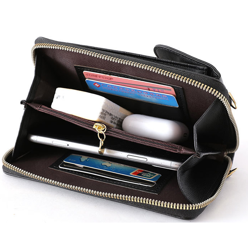 HBP Purse Wallet Zipper Bags Women's Wallets Leather Card Holder Pocket Long Women Bag Coin Purses Black