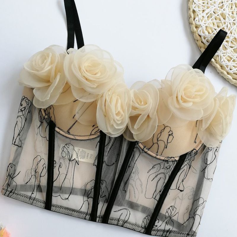 Sexy Patchwork Floral Vest For Women Square Collar Sleeveless Lace Up Slimming Tank Tops Female Summer Fashion Style 220325