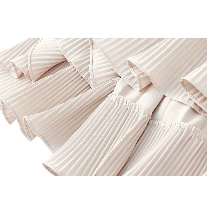 Beige White Fashion Korean Ruffle Midi Long A-line Skirt Women Casual Spring Summer High Waist Irregular All-match Skirts Female 220317