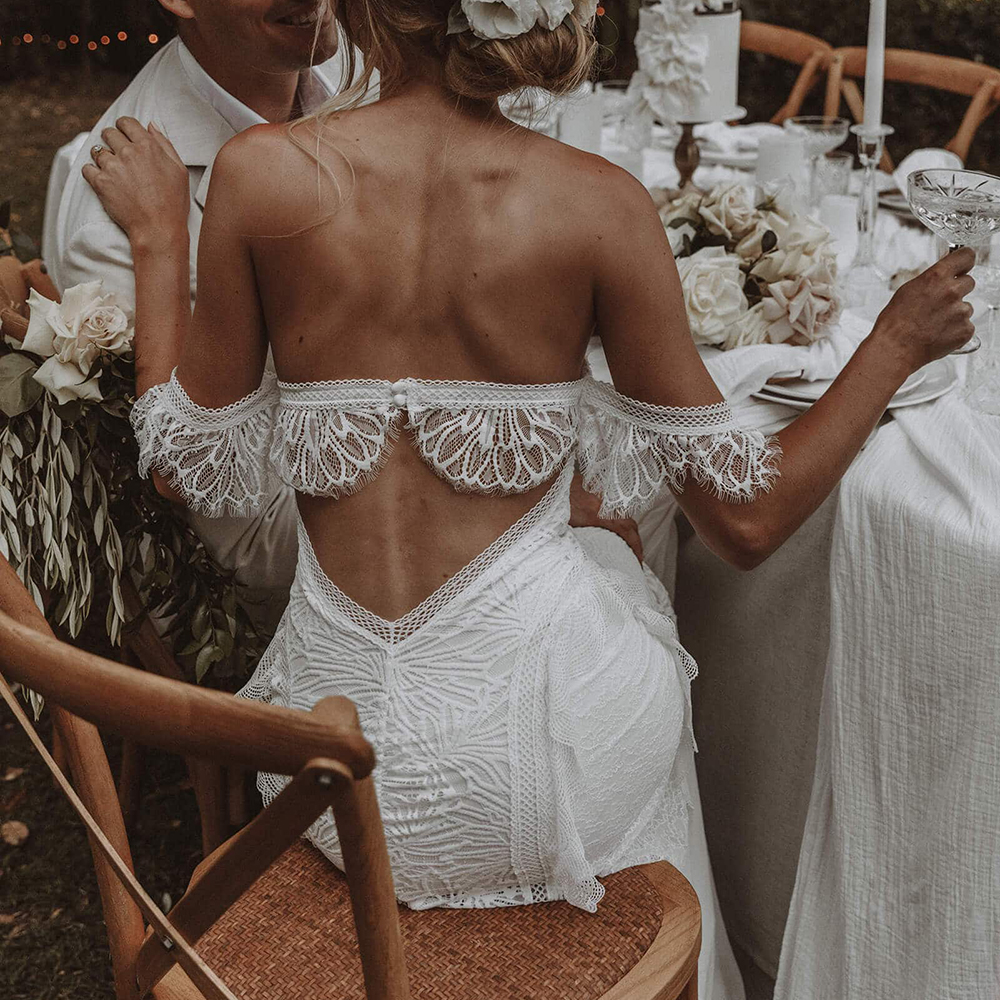 Sexy Backless Lace Mermaid Wedding Dress For Women 2022 Sweetheart Boho Bride Formal Gowns Off The Shoulder Ivory White Bridal Dresses Summer Vestidos