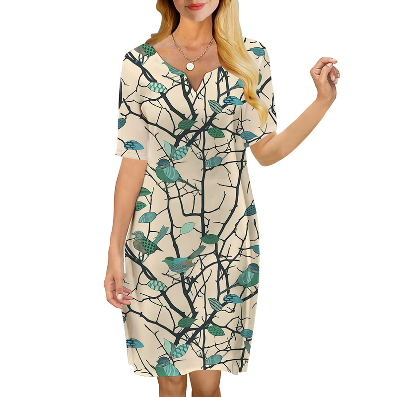 Women Dress Summer Flower Bird Pattern 3D Printed VNeck Loose Casual Short Sleeve Shift Dress for Female Dresses 220616, Short sleeve dress-6
Women Dress Summer Flower Bird Pattern 3D Printed VNeck Loose Casual Short Sleeve Shift Dress for Female Dresses 220616, Short sleeve dress-6