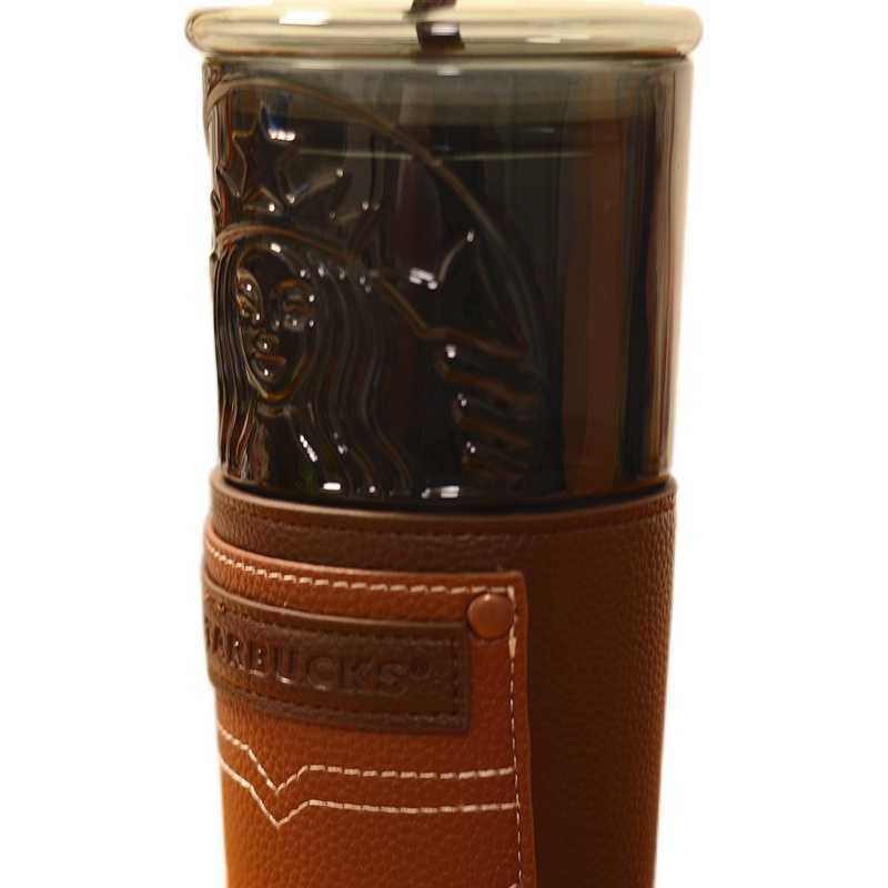 s 2021 father's day black goddess leather case glass straw cup large capacity desktop drinking cup2983196