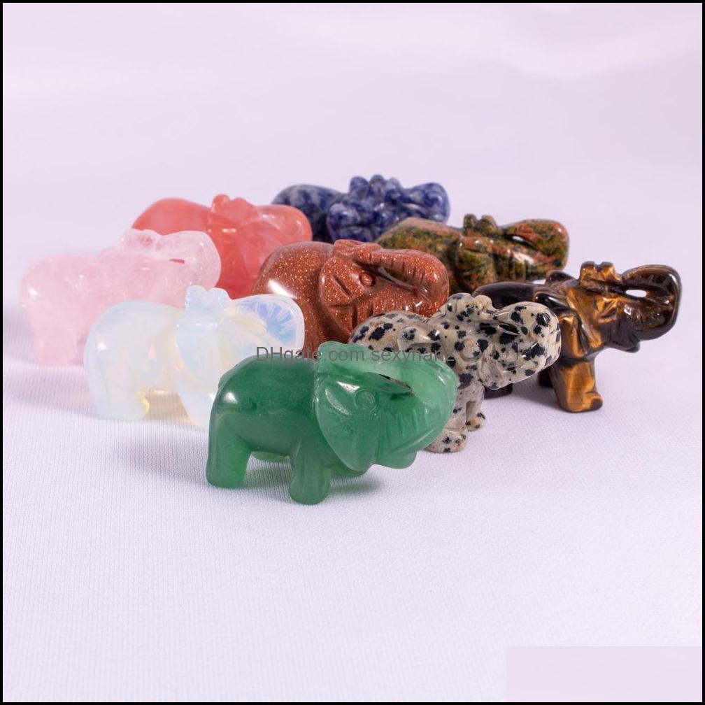

Stone Loose Beads Jewelry Natural Crystal Ornaments 1.5Inch Elephant Carved Chakra Reiki Healing Quartz Mineral Tumbled Gemstones Hand Home