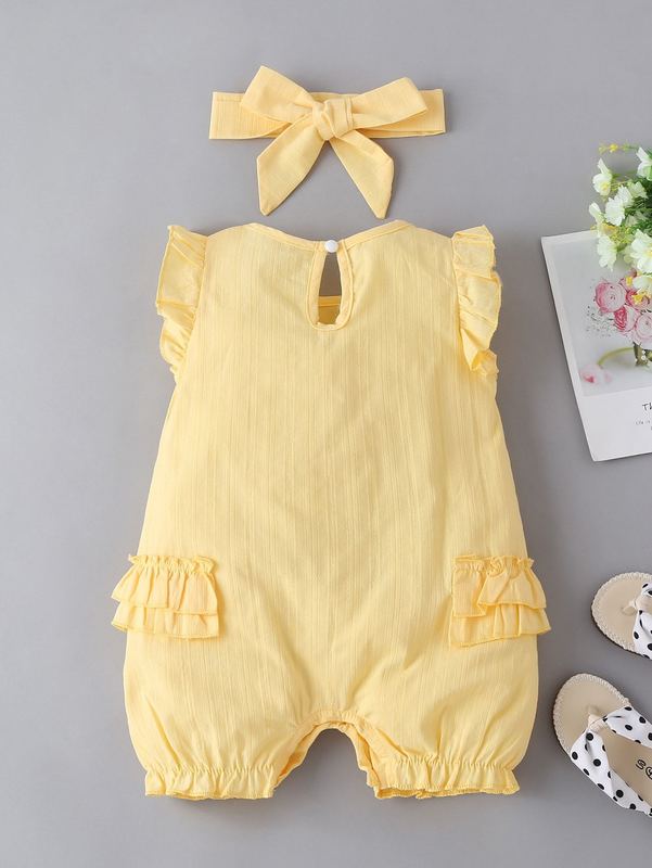 Baby girl's multi-level multi-layer Ruffle shorts with hair band SHE