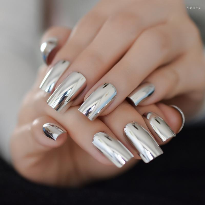 False Nails Medium Long Metallic Fake Finger Full Cover Mirror DIY Tips Silver Flat Shining Daily Gel Nail 24PCS Prud22, L5093
False Nails Medium Long Metallic Fake Finger Full Cover Mirror DIY Tips Silver Flat Shining Daily Gel Nail 24PCS Prud22, L5093