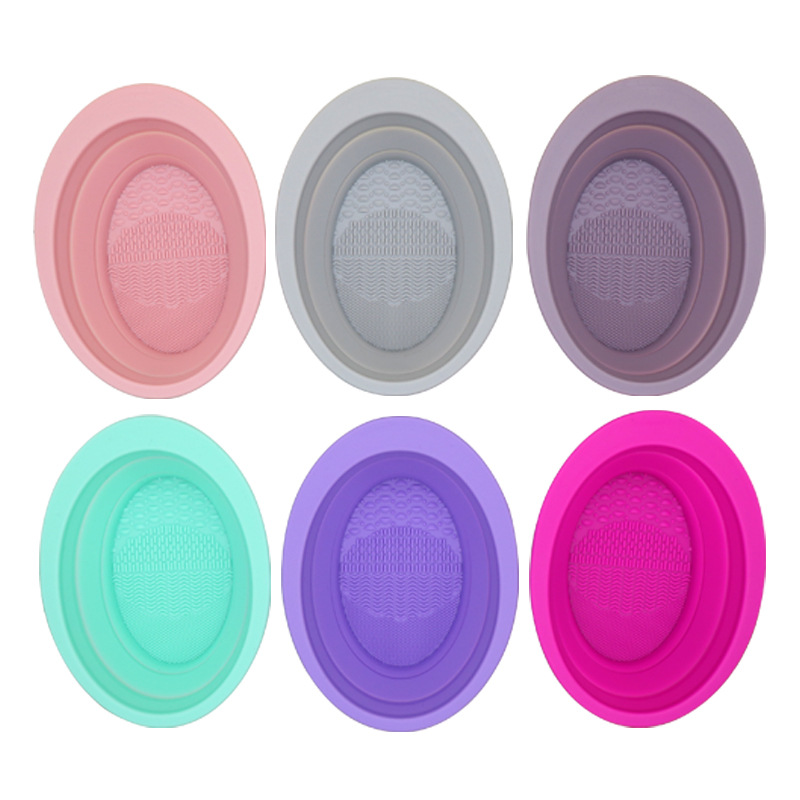 Silicone Makeup Brush Cleaner Bowl Foldable Cleaning Mat Cosmetic Eyeshadow Powder Brushes Cleaner Tazon Limpiador De Brochas De Maquillaje De Silicon