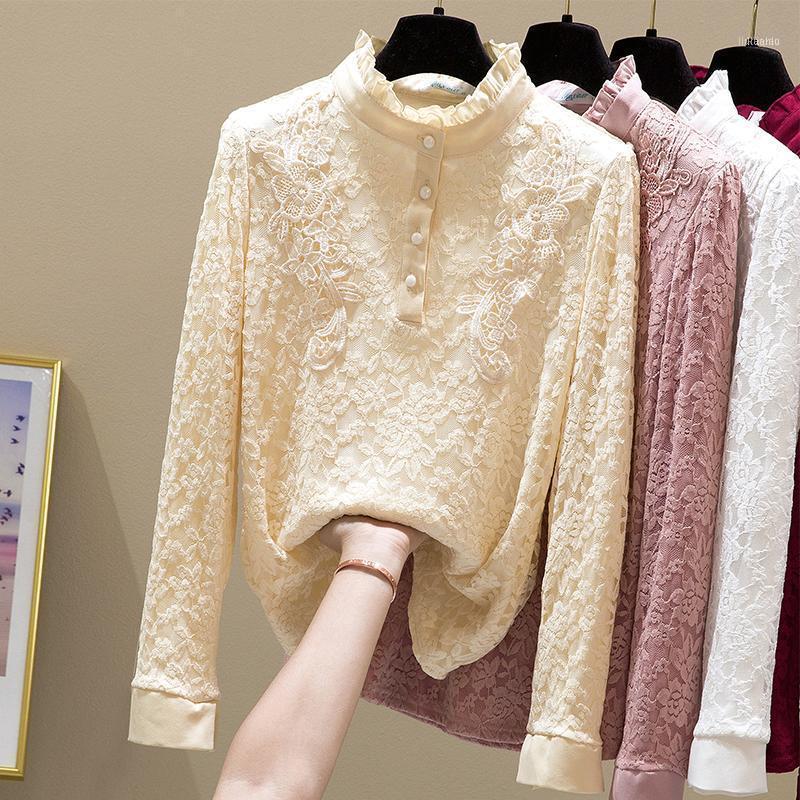 Lace Thicken Fleece Women Blouse And Shirts Solid Ruffles Long-Sleeved Buttoming Lady Elegant Pulls Outwear Tops Women's Blouses &, Beige
Lace Thicken Fleece Women Blouse And Shirts Solid Ruffles Long-Sleeved Buttoming Lady Elegant Pulls Outwear Tops Women's Blouses &, Beige