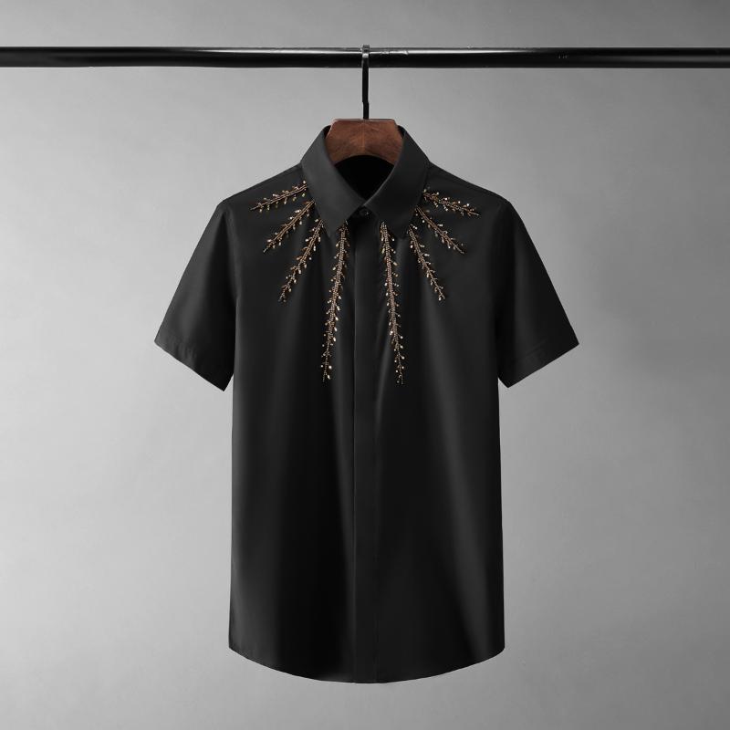 Men's Casual Shirts Minglu Black White Mens Luxury Beads Golden Thorns Short Sleeve Man Plus Size 4xl Slim Party Male ShirtsMen's
Men's Casual Shirts Minglu Black White Mens Luxury Beads Golden Thorns Short Sleeve Man Plus Size 4xl Slim Party Male ShirtsMen's