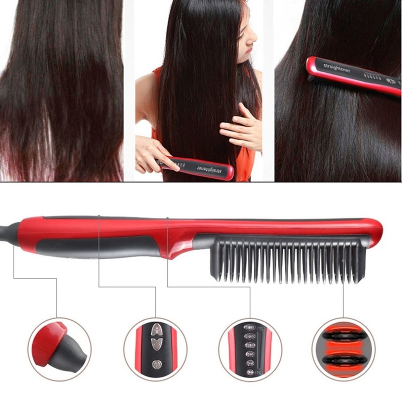 Multifunctional Hair Straightener Comb Anti-Scald Straightening Brush Fast Heating 220623