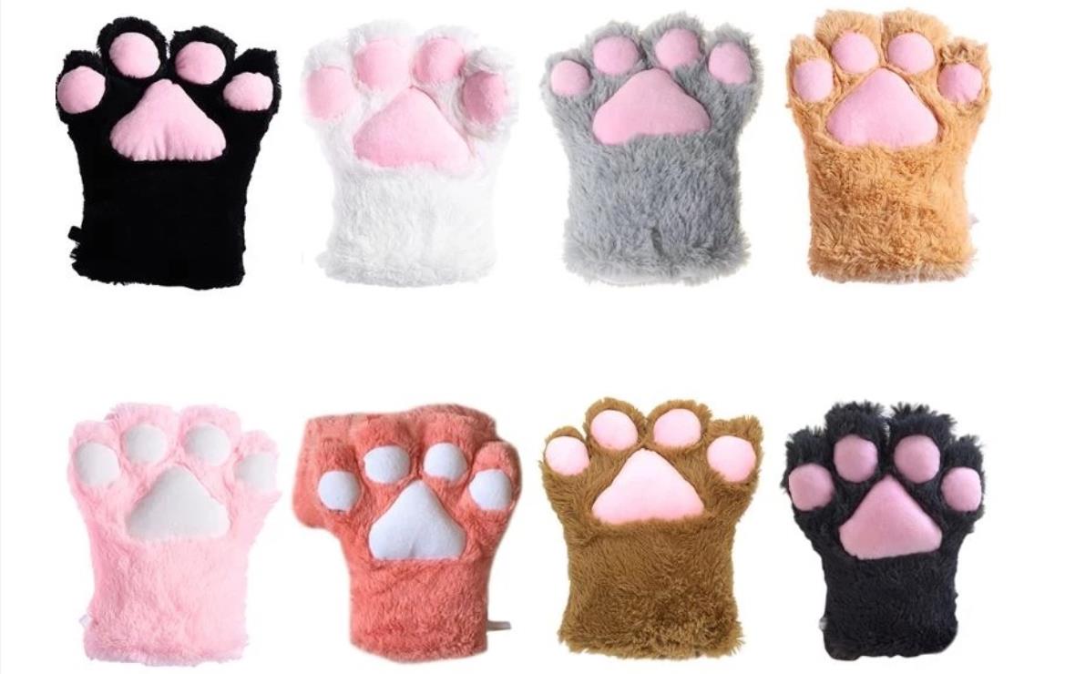 Cosplay Furry Cat Bear Paw Glove Wolf Dog Fox Claws Gloves Anime Costume Accessories Women Girls Plush Hand Cover Mittens For Christmas Halloween Part