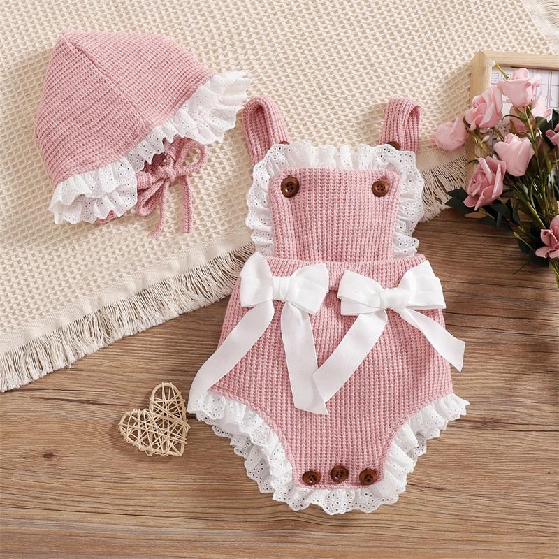 Clothing Sets Baby Suit Set Contrast Color Bowknot Sleeveless Ruffle Knitted Romper Hat For Girls 0-18 MonthsClothing, Pink
Clothing Sets Baby Suit Set Contrast Color Bowknot Sleeveless Ruffle Knitted Romper Hat For Girls 0-18 MonthsClothing, Pink