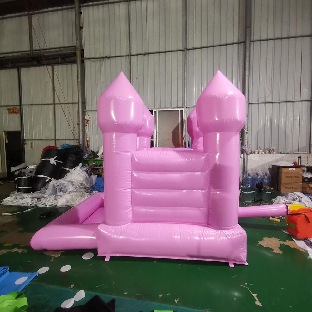 White mini inflatable bouncer kids bounce house with slide and ball pool jumping castle for sale