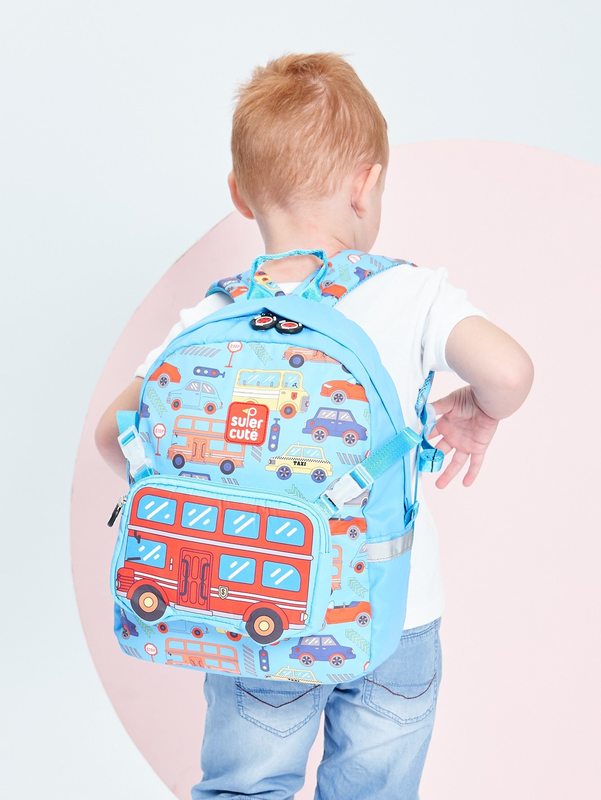 Boys Car Print Functional Backpack With Coin Purse SHE