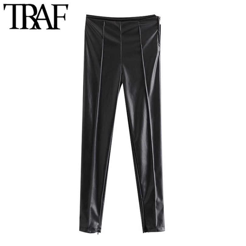 TRAF Women Fashion Faux Leather Skinny Pants Vintage High Waist Side Zipper Female Ankle Trousers Mujer 201228, As picture
TRAF Women Fashion Faux Leather Skinny Pants Vintage High Waist Side Zipper Female Ankle Trousers Mujer 201228, As picture