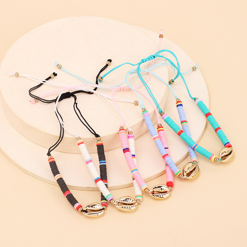 Bohemian Polymer Clay Disc Beads Strands Shell Charm Bracelets Jewelry