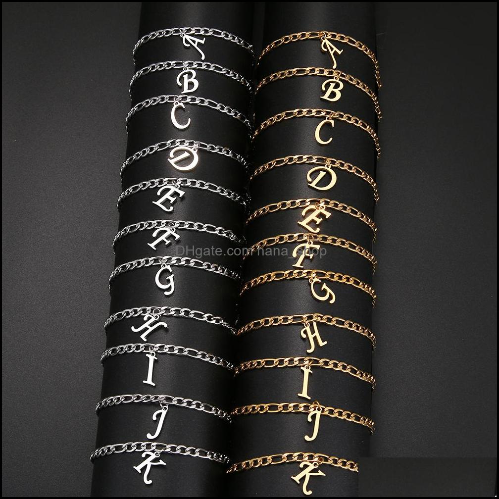 Link Chain Bracelets Jewelry 316L Stainless Steel Bracelet Curb Cuban Link Gold Color Letters A-Z Fashion For Men Women Basic Punk Drop Del
Link Chain Bracelets Jewelry 316L Stainless Steel Bracelet Curb Cuban Link Gold Color Letters A-Z Fashion For Men Women Basic Punk Drop Del