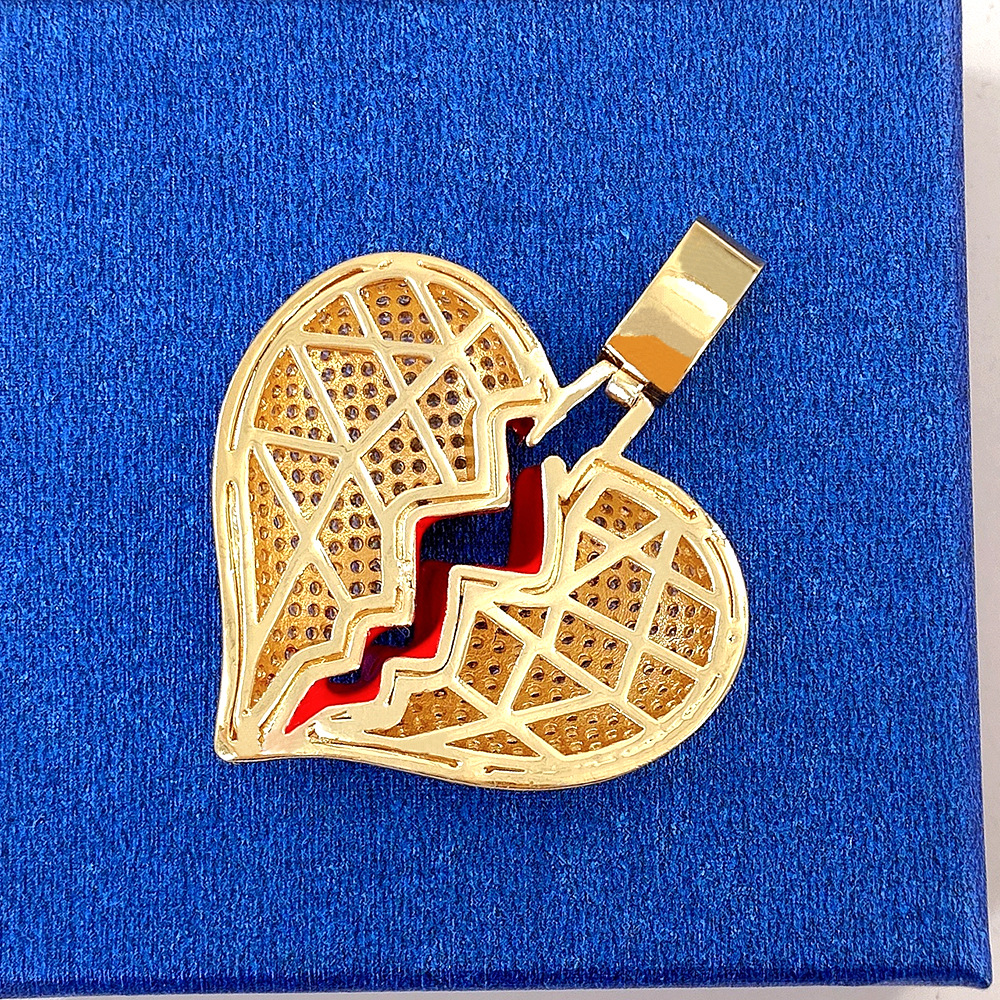 Heart Full Cubic Zirconia Pendant Necklaces Twisted Chain Rapper Mens Hip Hop Jewelry Necklace Gold Silver Miami Hiphop ALIN0008