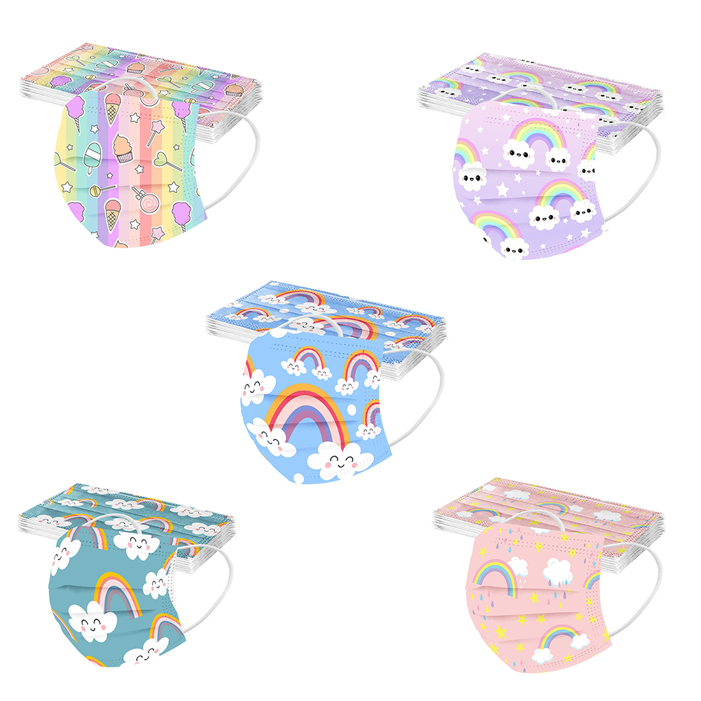 Breathable Rainbow Pattern Disposable Face Mask 3-Layer with Elastic Earloop and Nose Bridge Clip For Adults Daily Use
Breathable Rainbow Pattern Disposable Face Mask 3-Layer with Elastic Earloop and Nose Bridge Clip For Adults Daily Use