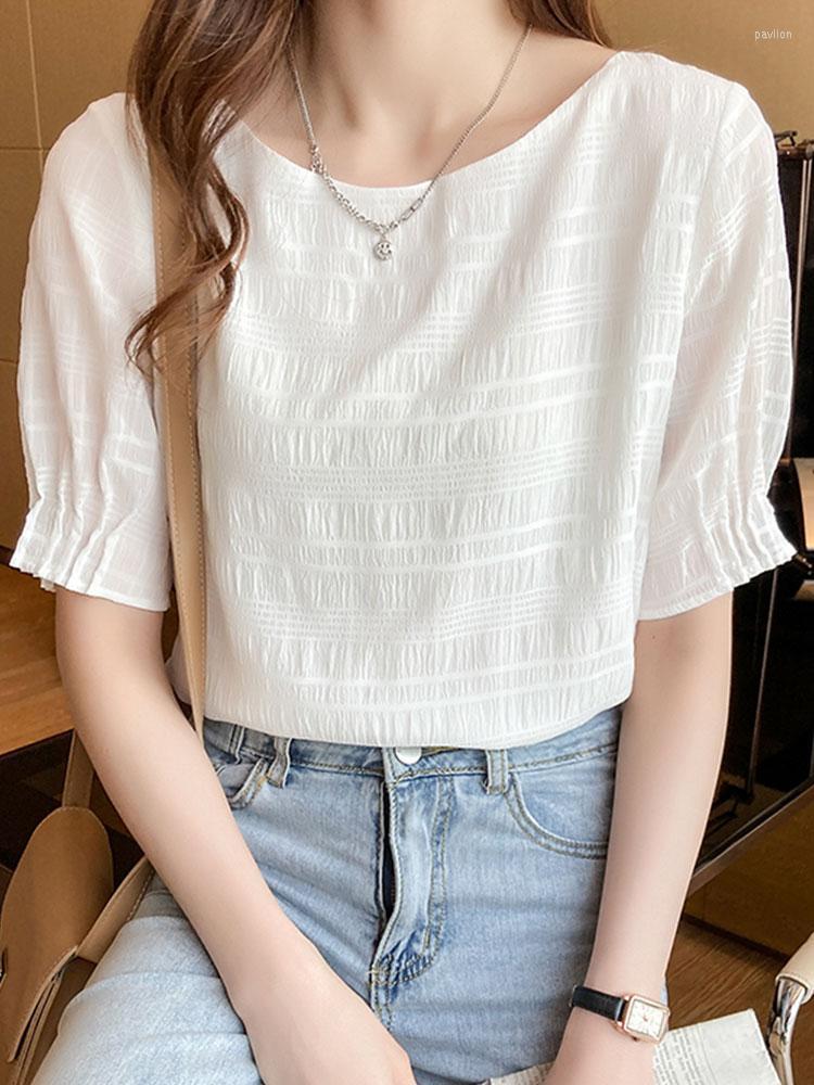 Women' Blouses & Shirts Summer Chiffon Women O Neck Solid Blouse For Woman Casual Korean Fashion Lady Vintage Womens Shirt FemaleWomen, White
Women' Blouses & Shirts Summer Chiffon Women O Neck Solid Blouse For Woman Casual Korean Fashion Lady Vintage Womens Shirt FemaleWomen, White