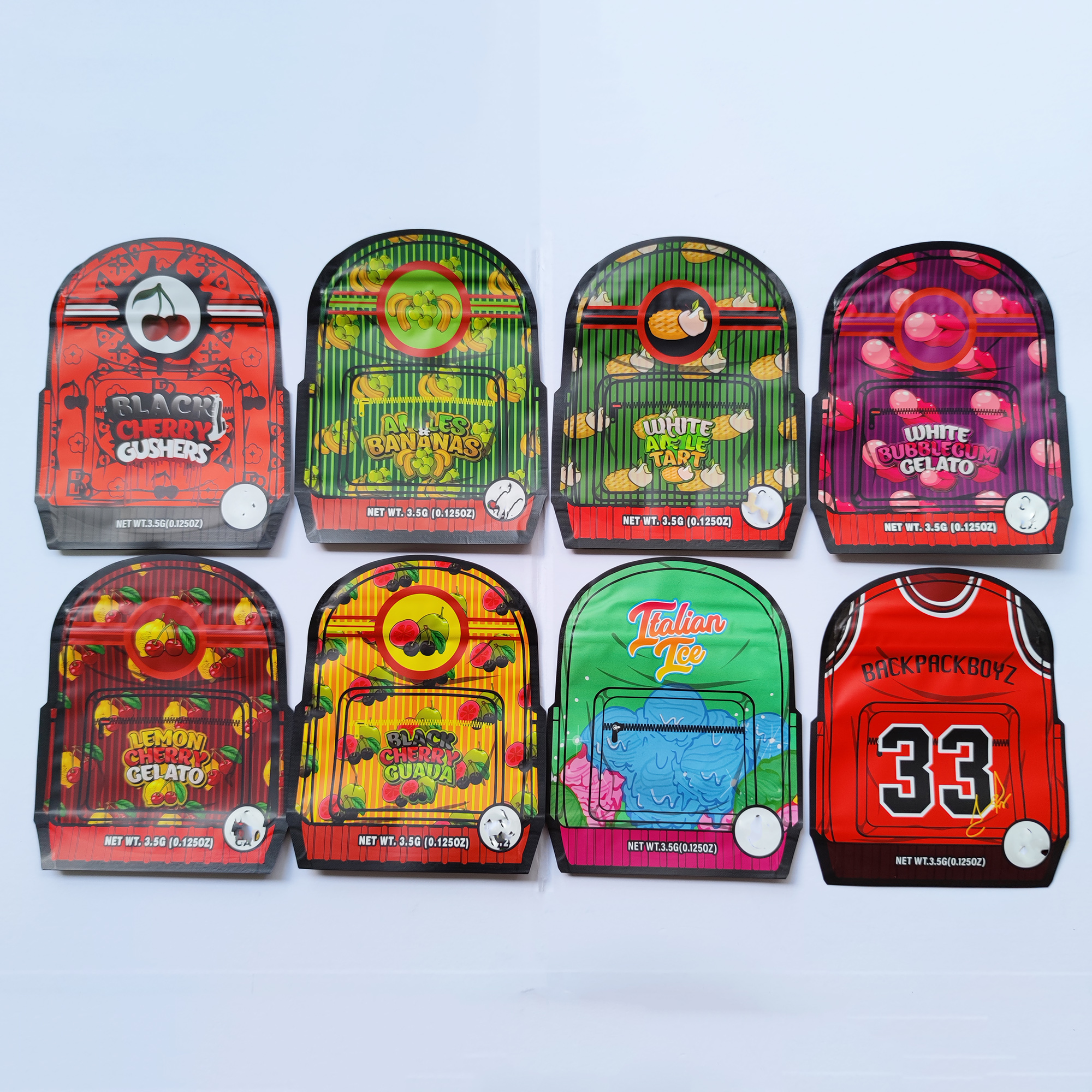 Irregular unique shape bag 3.5g backpack boyz diecut stand pouch mylar bags Special shape sitalian cherry gelato zerbert gas house gorilla white runty sushi package 
Irregular unique shape bag 3.5g backpack boyz diecut stand pouch mylar bags Special shape sitalian cherry gelato zerbert gas house gorilla white runty sushi package
