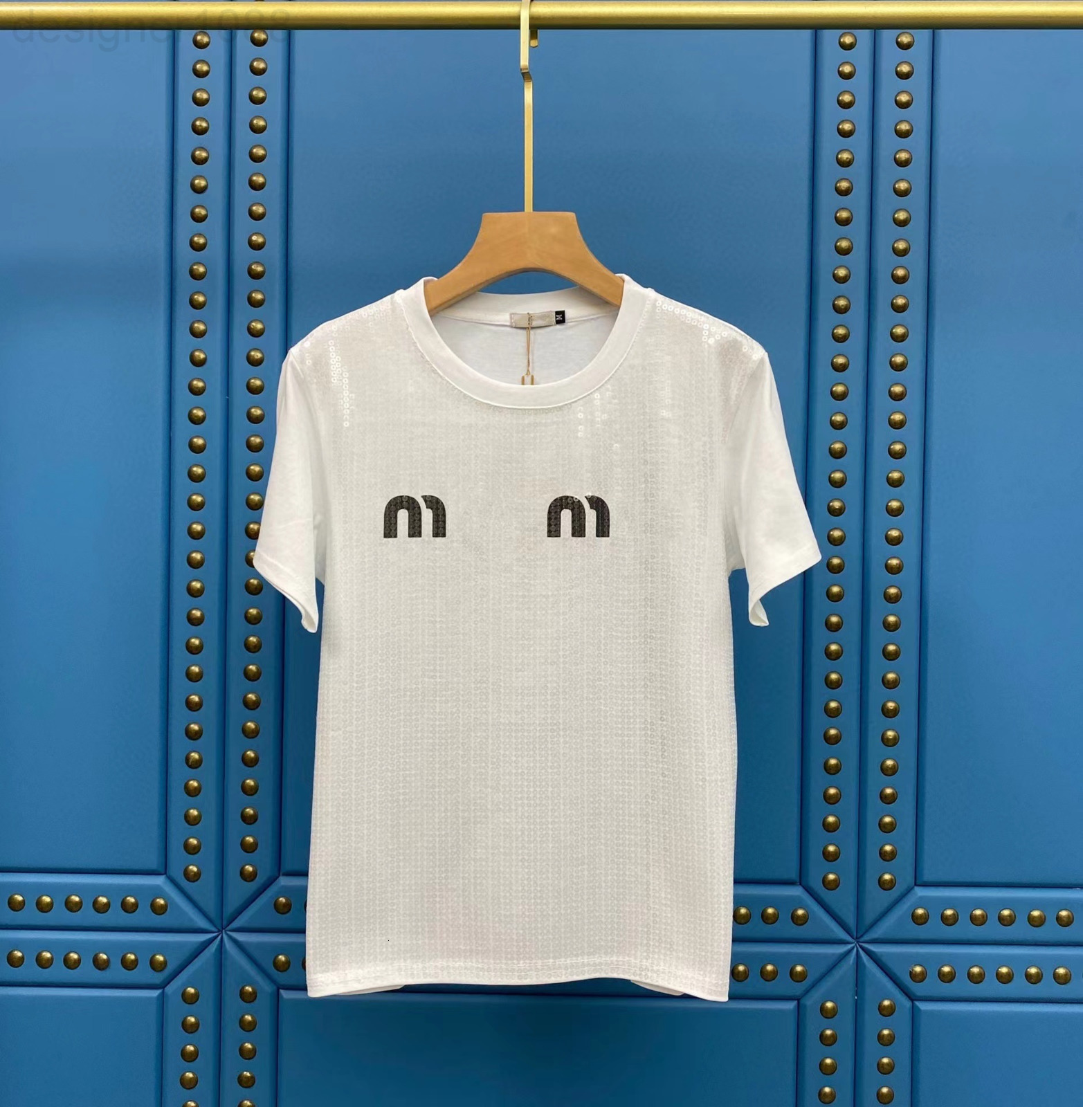 Women's T-Shirt designer 22s spring and summer new Miu home heavy industry Sequin woven contrast letters fashion loose round neck Casual Short Sleeve women's style O4VI, White
Women's T-Shirt designer 22s spring and summer new Miu home heavy industry Sequin woven contrast letters fashion loose round neck Casual Short Sleeve women's style O4VI, White